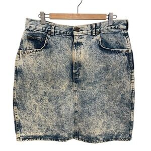 Vintage 80s Denim Mini Skirt Acid Wash Chic USA Made W34